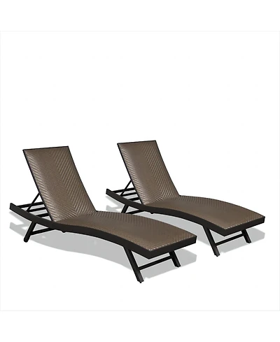 Streamdale Set of 2 Outdoor Wicker Chaise Lounge Chairs
