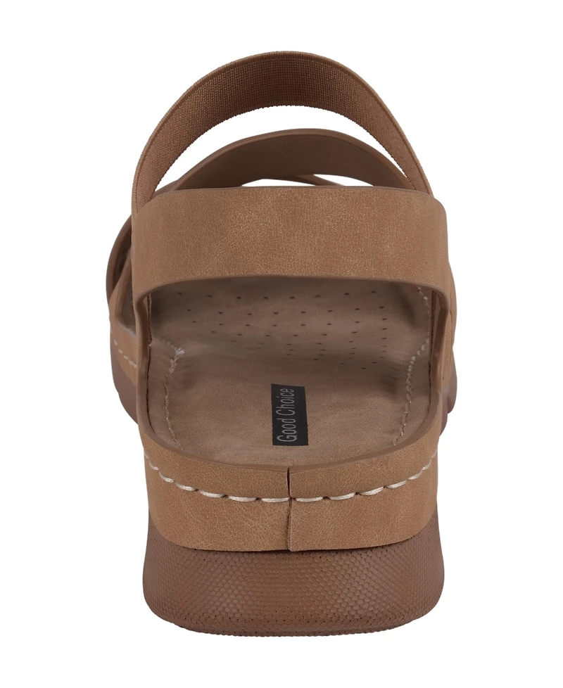 Gc Shoes Women's Grange Perforated Strappy Elastic Comfort Flat Sandals