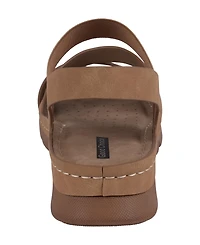 Gc Shoes Women's Grange Perforated Strappy Elastic Comfort Flat Sandals