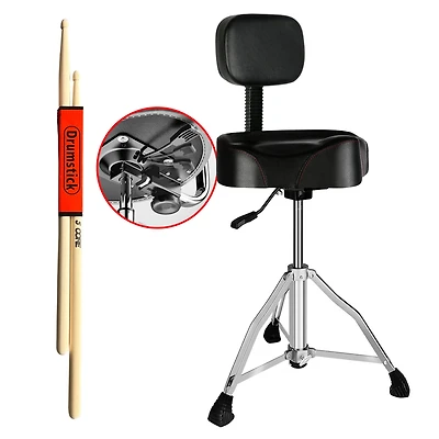 5 Core Drum Throne Padded Guitar Stool with Backrest Hydraulic Height Adjustable Music Chair For Adults And Kids w Anti Slip Rubber Feet