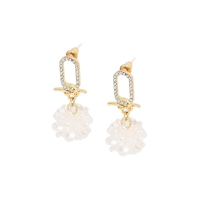 Sohi Women's Silver Snowball Drop Earrings