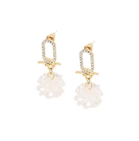 Sohi Women's Silver Snowball Drop Earrings