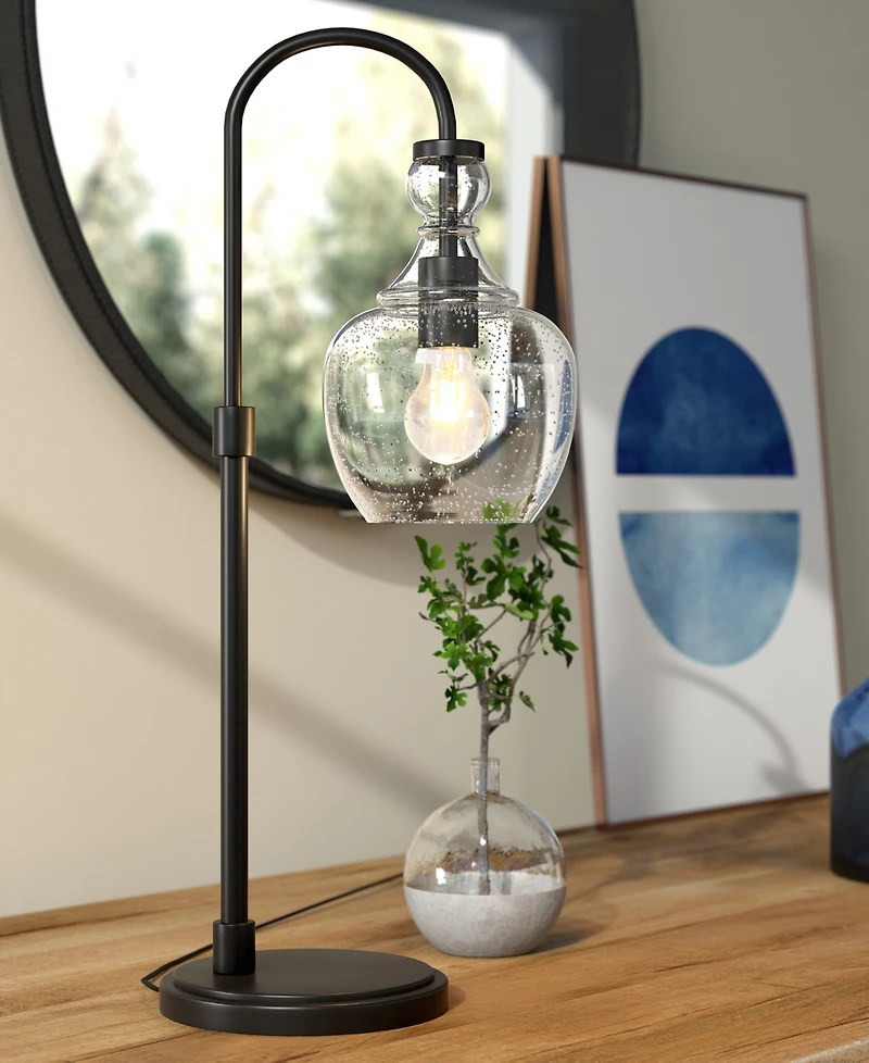 Hudson & Canal Verona 27" Tall Arc Table Lamp with Glass Shade
