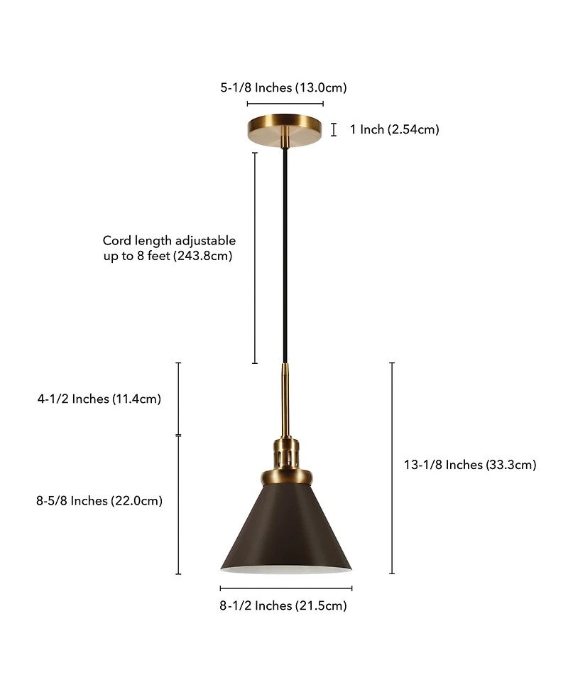 Hudson & Canal Zeno 8.5" Wide Pendant with Metal Shade
