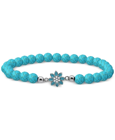 Giani Bernini Howlite Chrysocolla & Enamel Flower Bead Stretch Bracelet in 18k Gold-Plated Sterling Silver, Created for Macy's