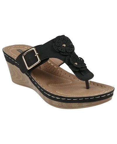 Gc Shoes Women's Narbonne Flower Wedge Sandals