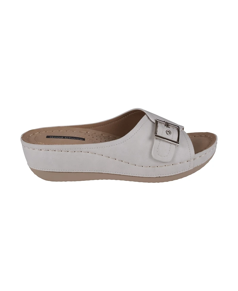 Gc Shoes Women's Justina Buckle Comfort Wedge Sandals