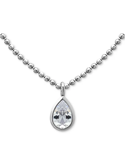 Giani Bernini Cubic Zirconia Pear Bezel Pendant Necklace in 18k Gold-Plated Sterling Silver, 16" + 2" extender, Created for Macy's