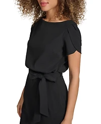 kensie Women's Tulip-Sleeve Tie-Waist Sheath Dress