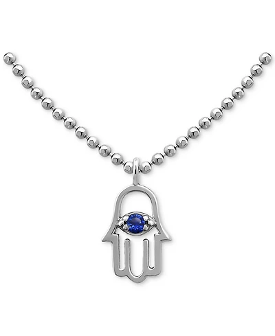 Giani Bernini Lab-Grown Sapphire Hamsa Hand Pendant Necklace (3/8 ct. t.w.) in 18k Gold-Plated Sterling Silver, 16" + 2" extender, Created for Macy's
