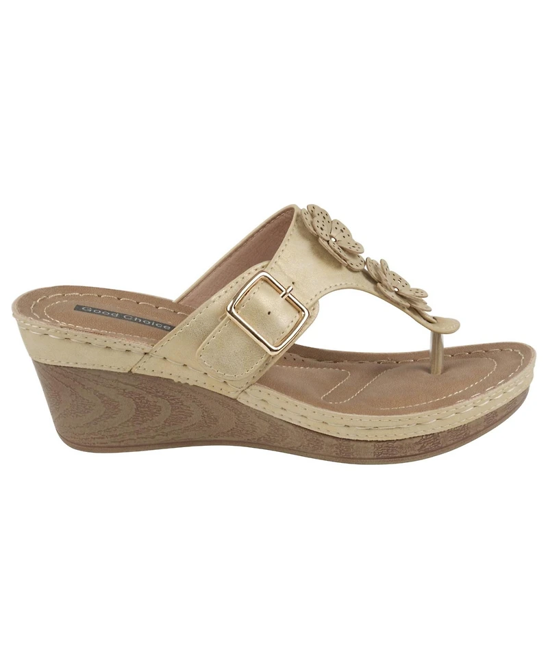 Gc Shoes Women's Narbonne Flower Wedge Sandals