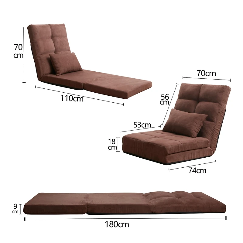 Simplie Fun Triple Fold Down Sofa Bedble Floor Couch Sofa With One Pillow, 5 Reclining Position