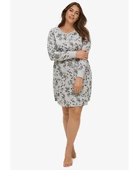 ellos Women's Plus Long Sleeve Henley Sleepshirt