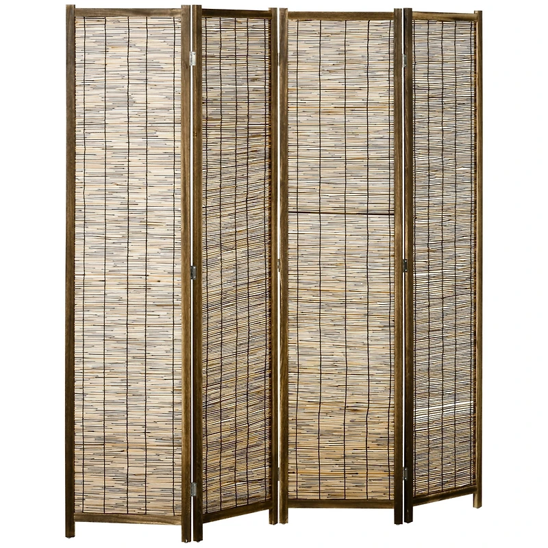 Homcom Woven 4 Panel Room Divider, 5.5' Tall Folding Privacy Screen,