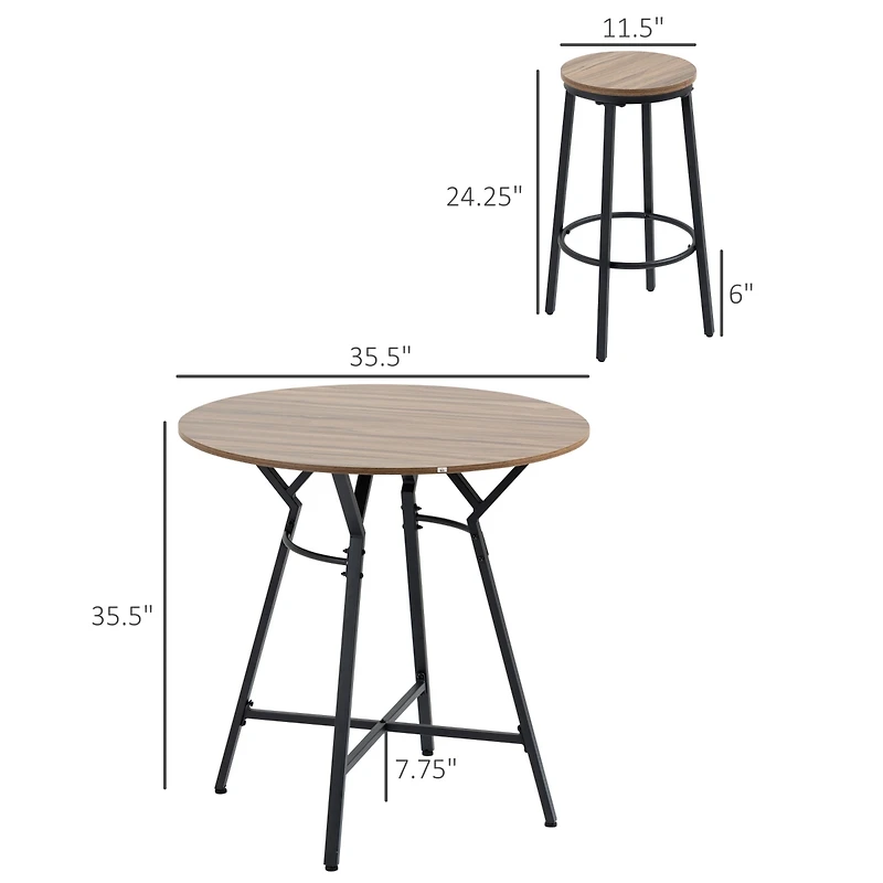 Homcom 5-Piece Bar Table and Chairs Set, Space Saving Dining Table with 4 Stools