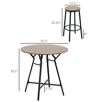 Homcom 5-Piece Bar Table and Chairs Set, Space Saving Dining Table with 4 Stools