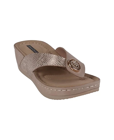 Gc Shoes Women's Dafni Thong Comfort Wedge Sandals