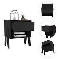 Streamdale Joy Nightstand, Four Legs, One Open Shelf, Drawer - Light Gray
