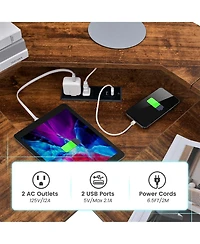 L-shaped Computer Desk with Power Outlet 51" Corner Computer Workstation Rustic