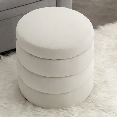 Streamdale Soft Velvet Round Ottoman Footrest Stool