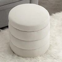 Streamdale Soft Velvet Round Ottoman Footrest Stool
