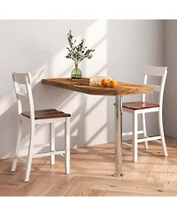 Costway Wooden Bar Stool Set of Bar Chairs with Lvl Rubber Wood Frame, Backrest