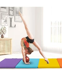 Costway 5-Panel Folding Gymnastics Thick Mat 6.6' x 2.5' Tumbling Mat for Kids