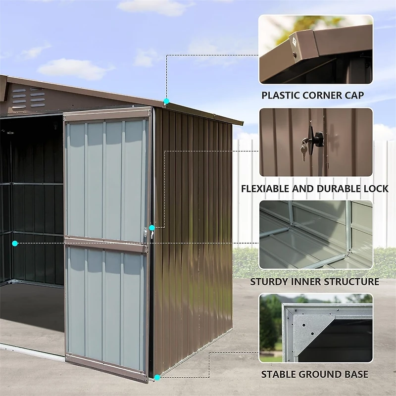 Streamdale Metal Outdoor Storage Shed 8.2' x 6.2' with Double Doors