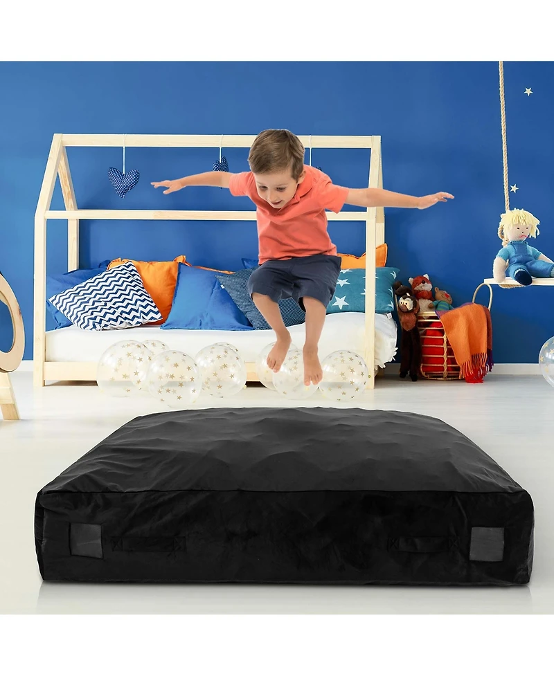 57" x Crash Pad Sensory Mat with Foam Blocks & Washable Velvet Cover