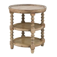 Streamdale Furniture D23.5 X 25" Round 3-Tiered Side Tabel, Natural End Tabel For Lving Room Bedroom Entryway, Brown