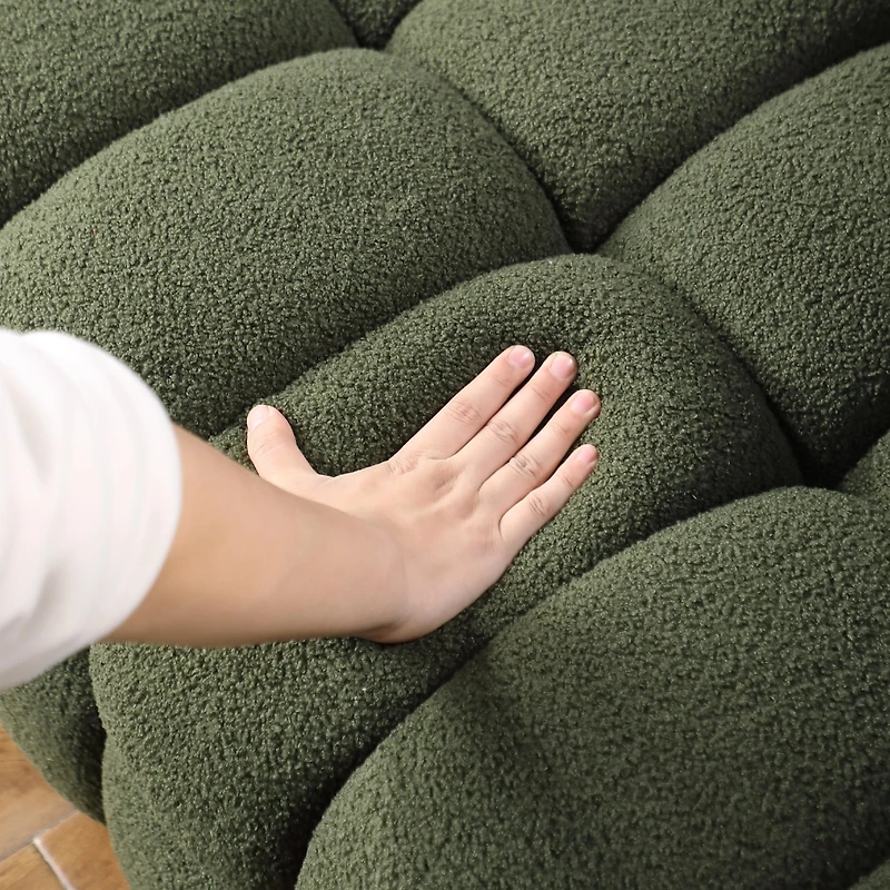 Usa Human Body 3 Seater Olive Green Boucle Sofa