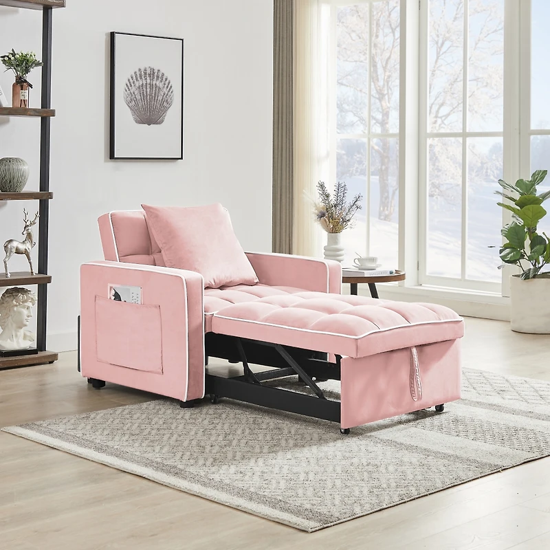 Streamdale 3-in-1 Folding Sofa Bed Chair (Pink)