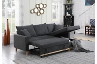 Streamdale Furniture Colton Dark Gray Woven Reversible Sleeper Sectional Sofa With Storage Chaise