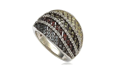 Suzy Levian New York Sterling Silver Cubic Zirconia Multi-Color Pave Ring