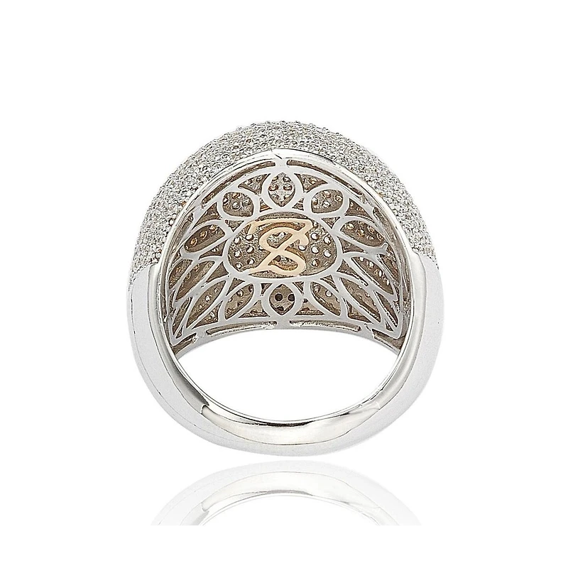 Suzy Levian Sterling Silver Cubic Zirconia Large Pave Dome Ring