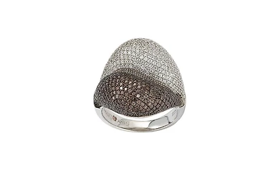 Suzy Levian New York Sterling Silver Cubic Zirconia Pave Double Puff Ring