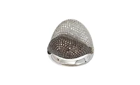 Suzy Levian New York Sterling Silver Cubic Zirconia Pave Double Puff Ring