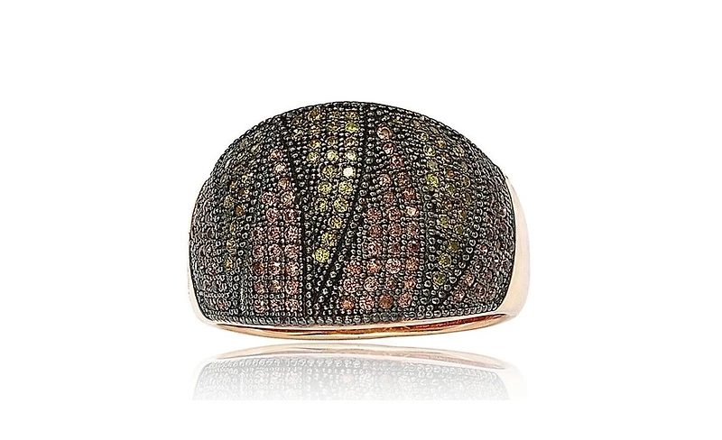 Suzy Levian Sterling Silver Cubic Zirconia Pave Wide Band Ring