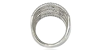 Suzy Levian Sterling Silver Cubic Zirconia Micro Pave Layered Concave Ring