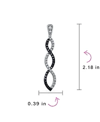 Bling Jewelry Black White Cubic Zirconia Pave Long Infinity Twist Drop Earrings Prom Cocktail Party Cz