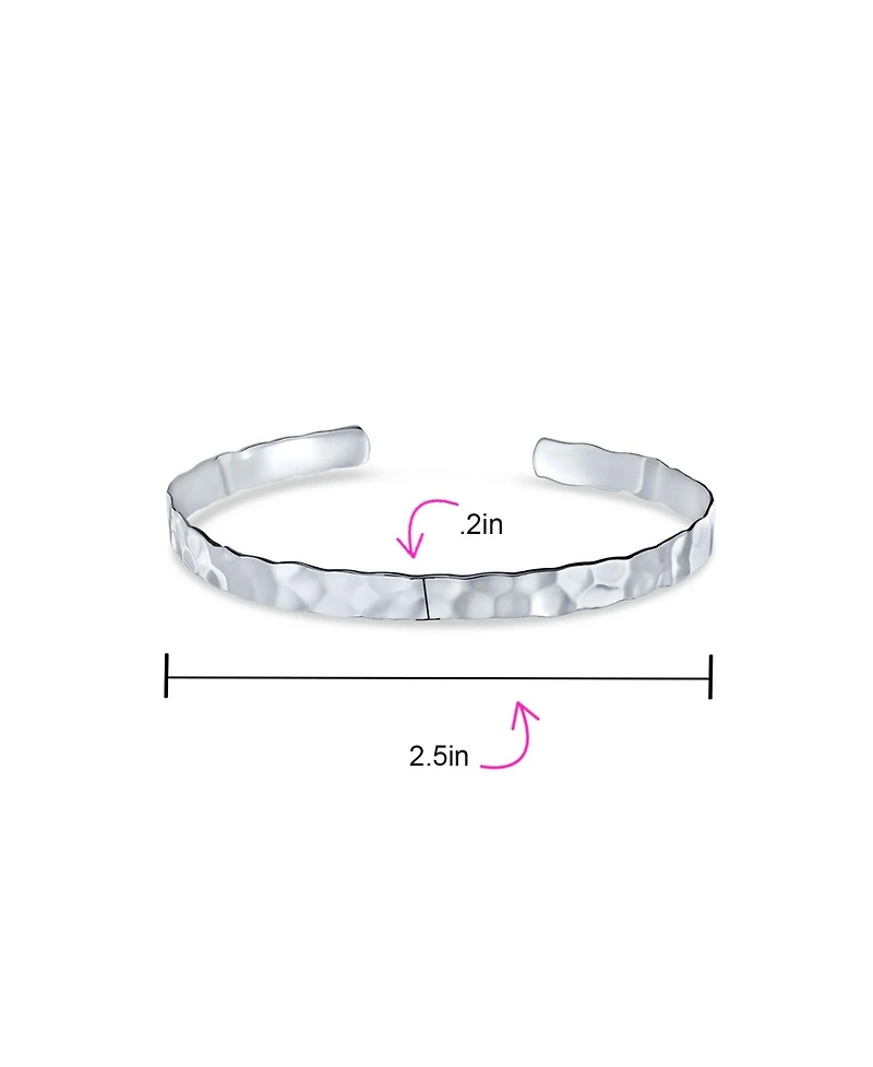 Bling Jewelry Medium Textured Honeycomb Stackable Hammered Bangle Cuff Matte Sterling Silver