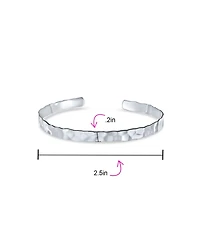 Bling Jewelry Medium Textured Honeycomb Stackable Hammered Bangle Cuff Matte Sterling Silver