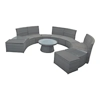 Streamdale Half-Moon Rattan Patio Sofa Set