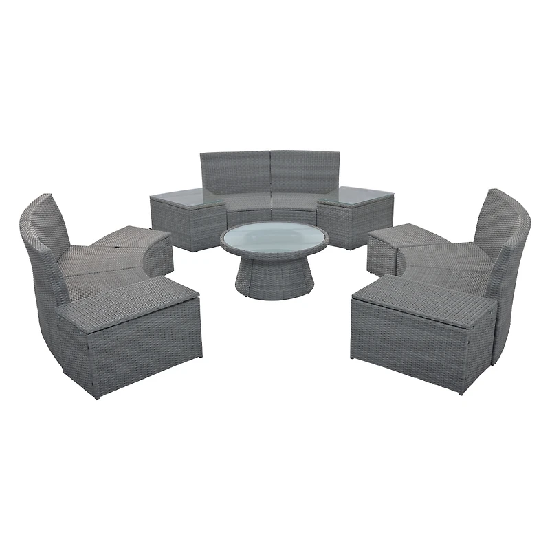 Streamdale Half-Moon Rattan Patio Sofa Set