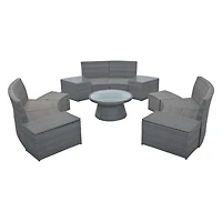 Streamdale Half-Moon Rattan Patio Sofa Set