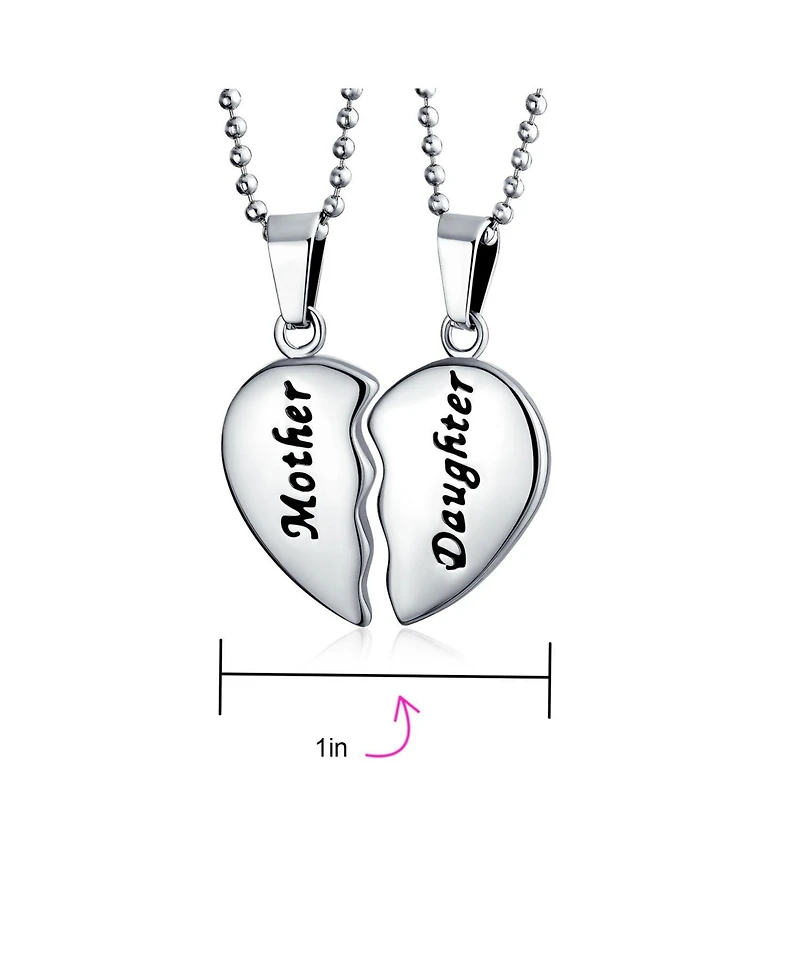 Bling Jewelry Bff Mother Daughter Breakable Split 2 pcs Set Broken Heart Break Apart Puzzle Pendant Necklace Mom Stainless Steel