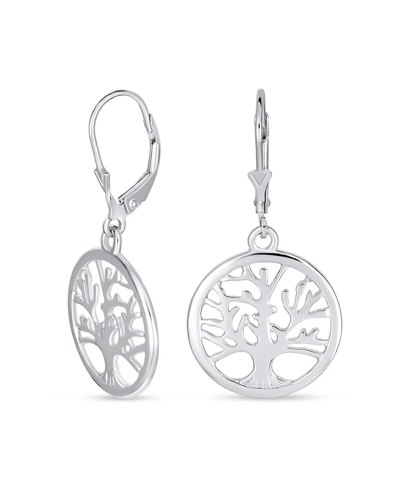Bling Jewelry Oval Disc Tree of Life Dangle Earrings 14K Rose Gold Plated Sterling Silver