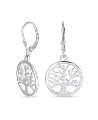 Bling Jewelry Oval Disc Tree of Life Dangle Earrings 14K Rose Gold Plated Sterling Silver
