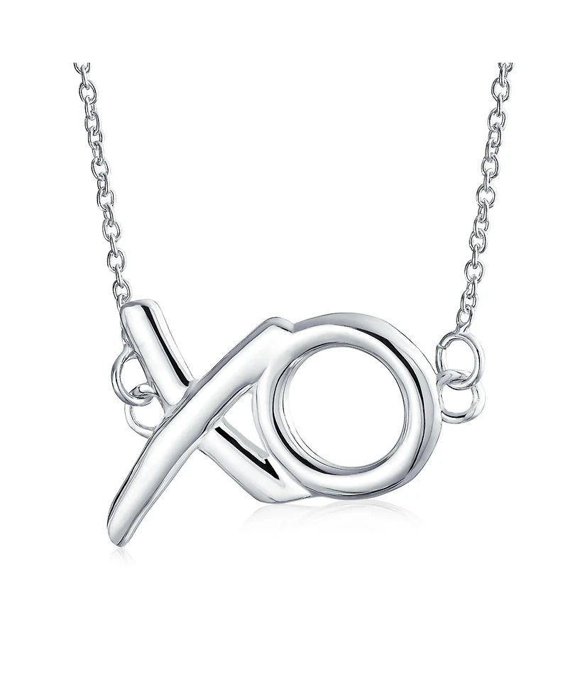Bling Jewelry Minimalist Hugs And Kisses Xo Station Pendant Necklace Sterling Silver With Chain