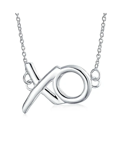 Bling Jewelry Minimalist Hugs And Kisses Xo Station Pendant Necklace Sterling Silver With Chain